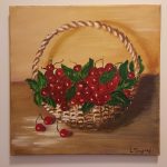 Oil Painting of a Baket of Cherries